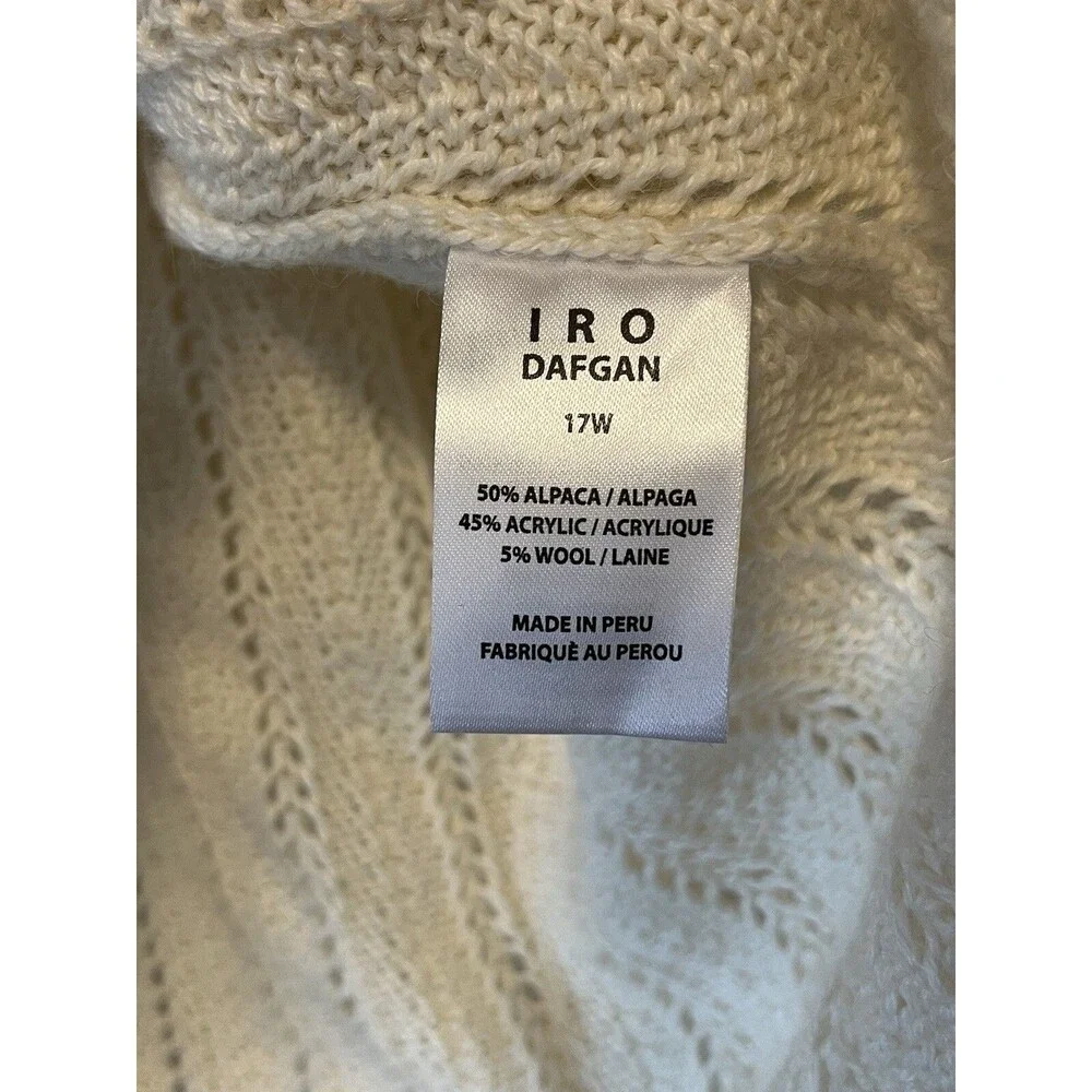 IRO Dafgan Alpaca Wool Blend Sweater Size Medium Cream Open Knit Country Cottage - Picture 4 of 7